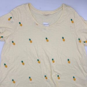 Lucky Brand Embroidered Cotton T-Shirt in Yellow Multi